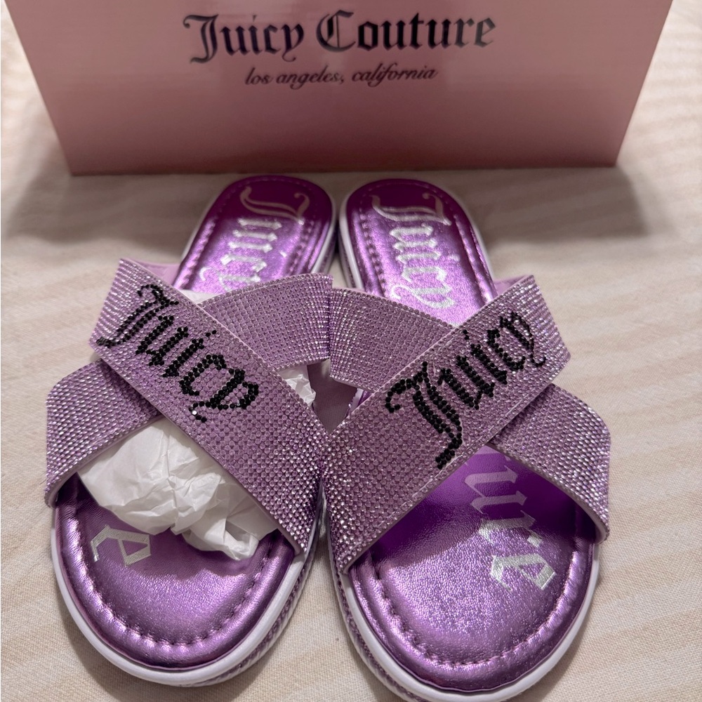 Brand new Juicy Couture flip flops. Size 6. Purple.